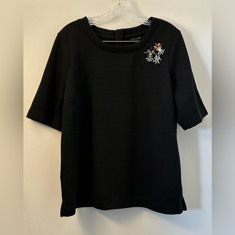 Banana Republic Black Boxy Embellished Blouse